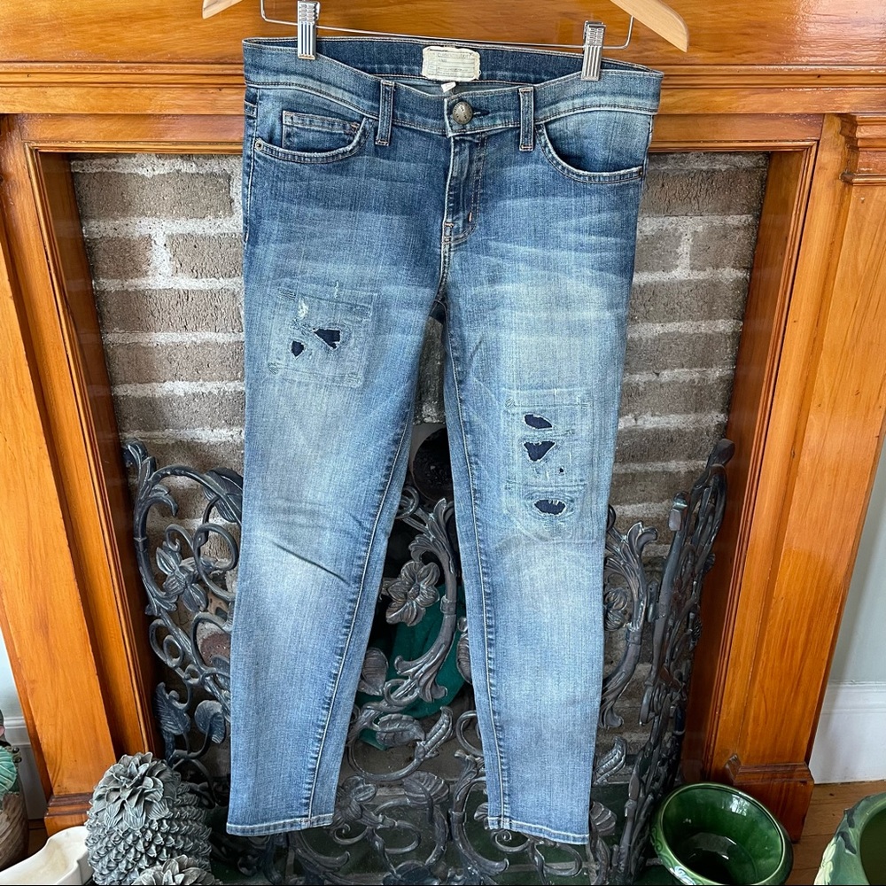 Current/Elliott jeans with “repaired” holes— chic and fun! Size 27